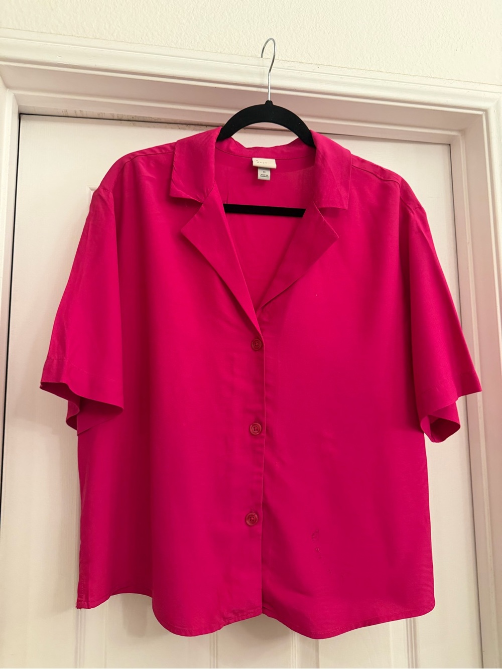 a new day Hot Pink Short Sleeve Button-Down Shirt
